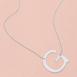 G- White Gold Dipped Monogram Pendant Necklace